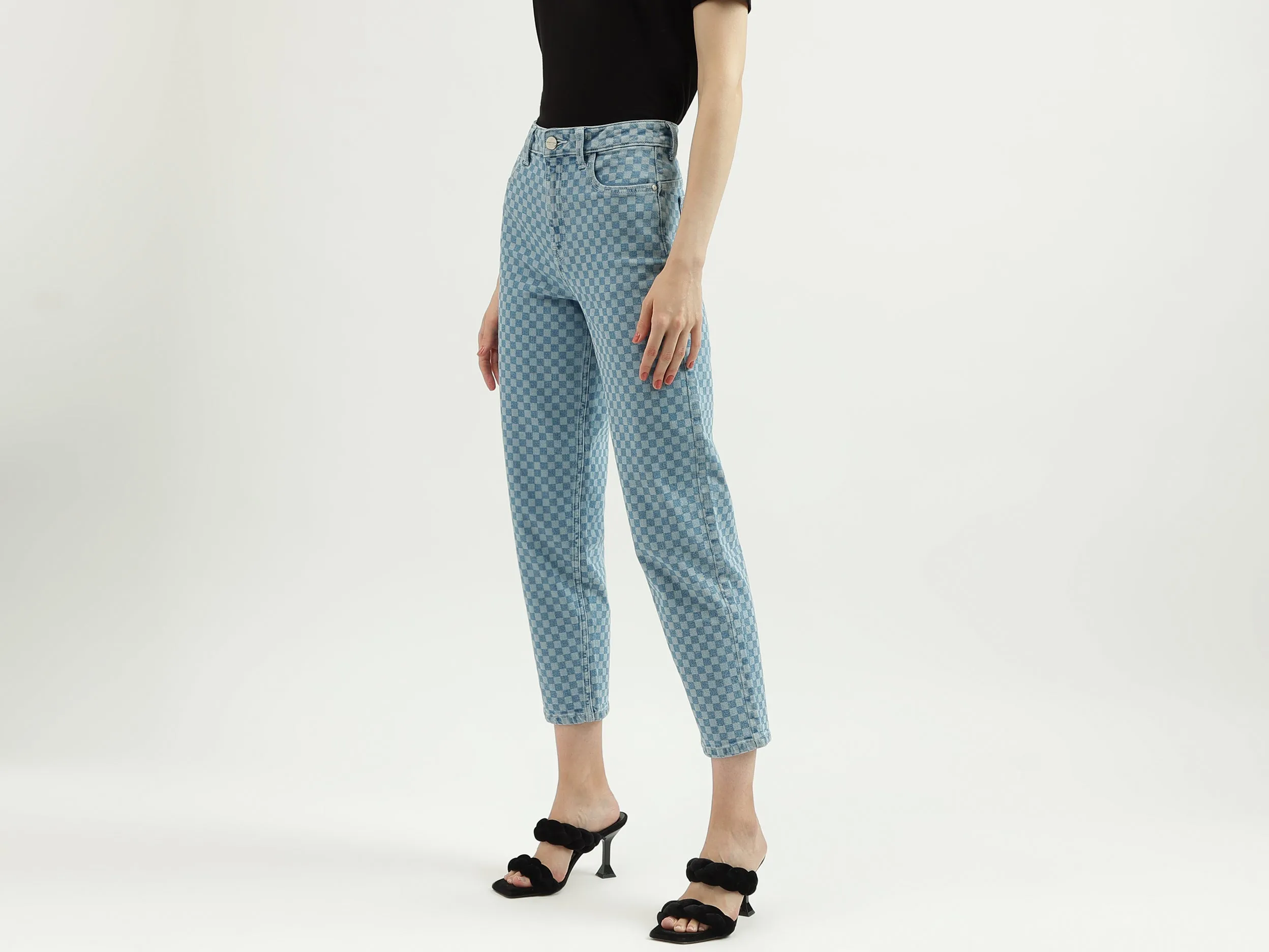 Women's Checked Regular Fit Jeans