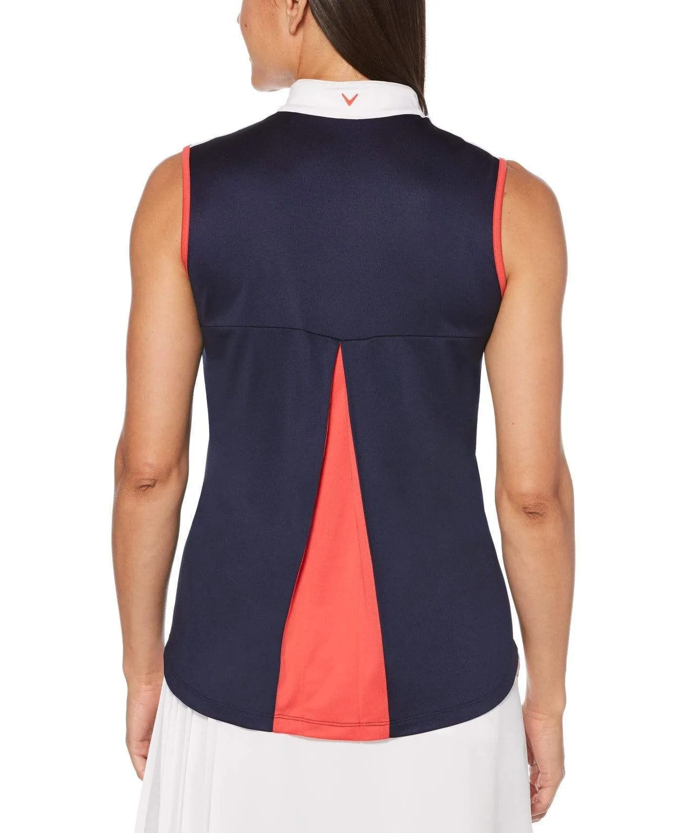 Womens Color Block Contrast Pleat Shirt