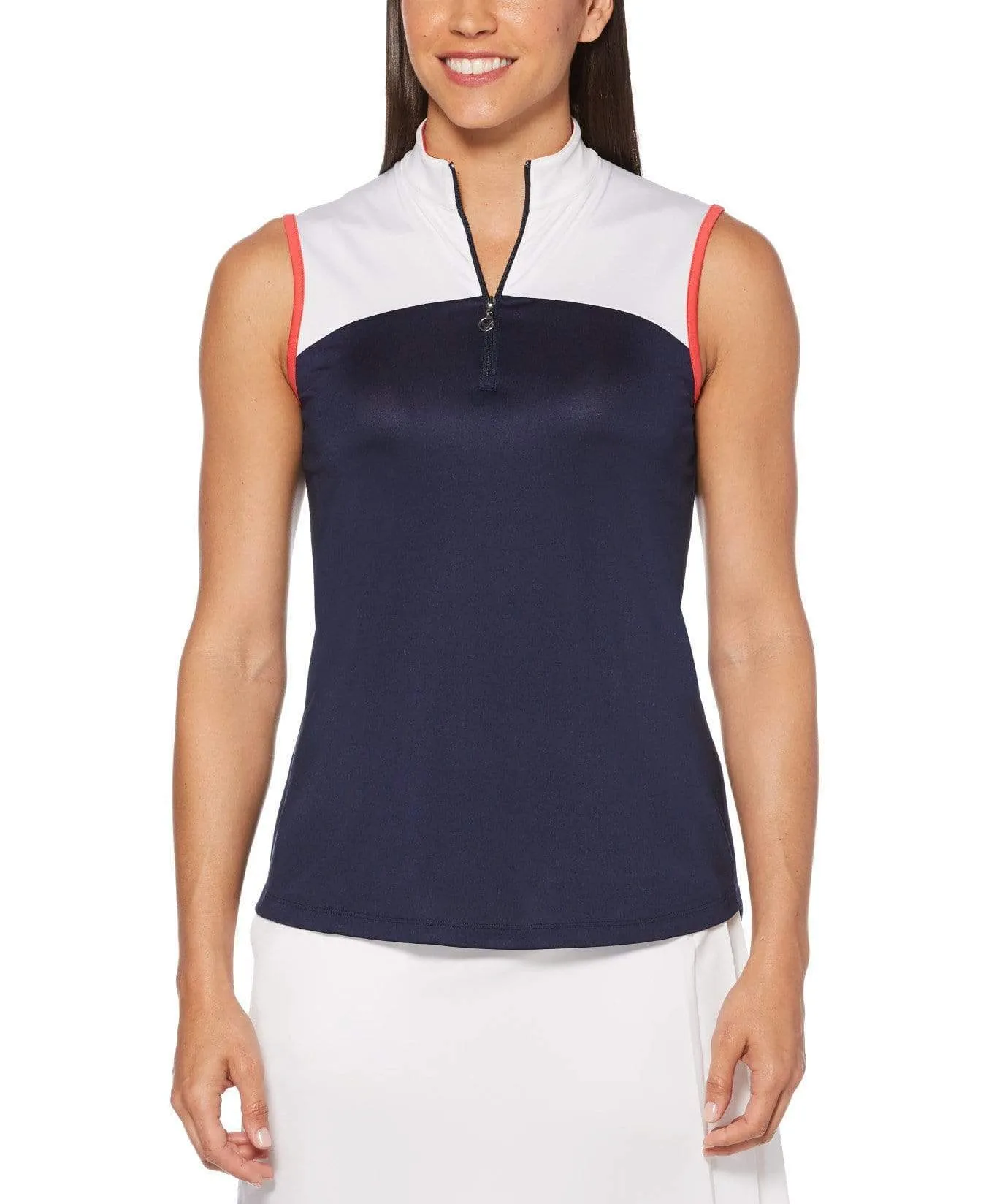 Womens Color Block Contrast Pleat Shirt