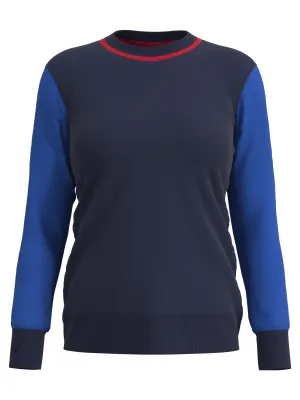 Womens Color Block Crew Neck Sweater