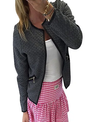 Women's Cotton Jacket - Solid Colored V Neck