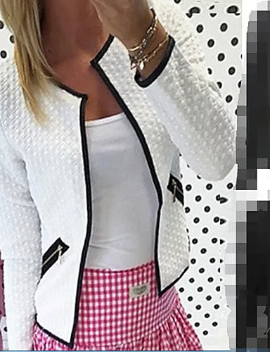 Women's Cotton Jacket - Solid Colored V Neck
