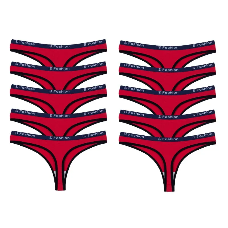 Women's Cotton Thongs Comfortable Letter G-string