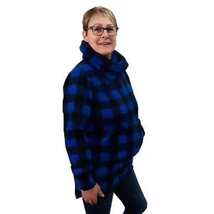 WOMEN'S COWL TUNIC BUFFALO CHECK BLUE