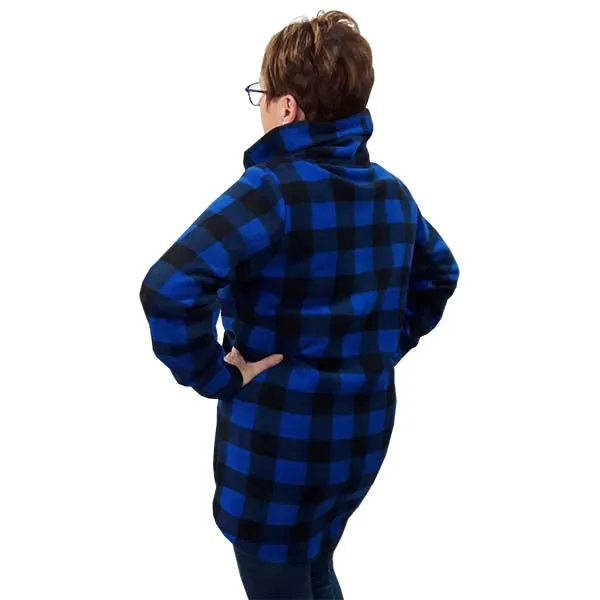 WOMEN'S COWL TUNIC BUFFALO CHECK BLUE
