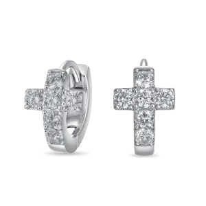 Women's Cross Hoop Earrings - Pair