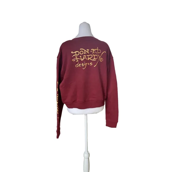 Women's Ed Hardy Burgundy Sweatshirt XL
