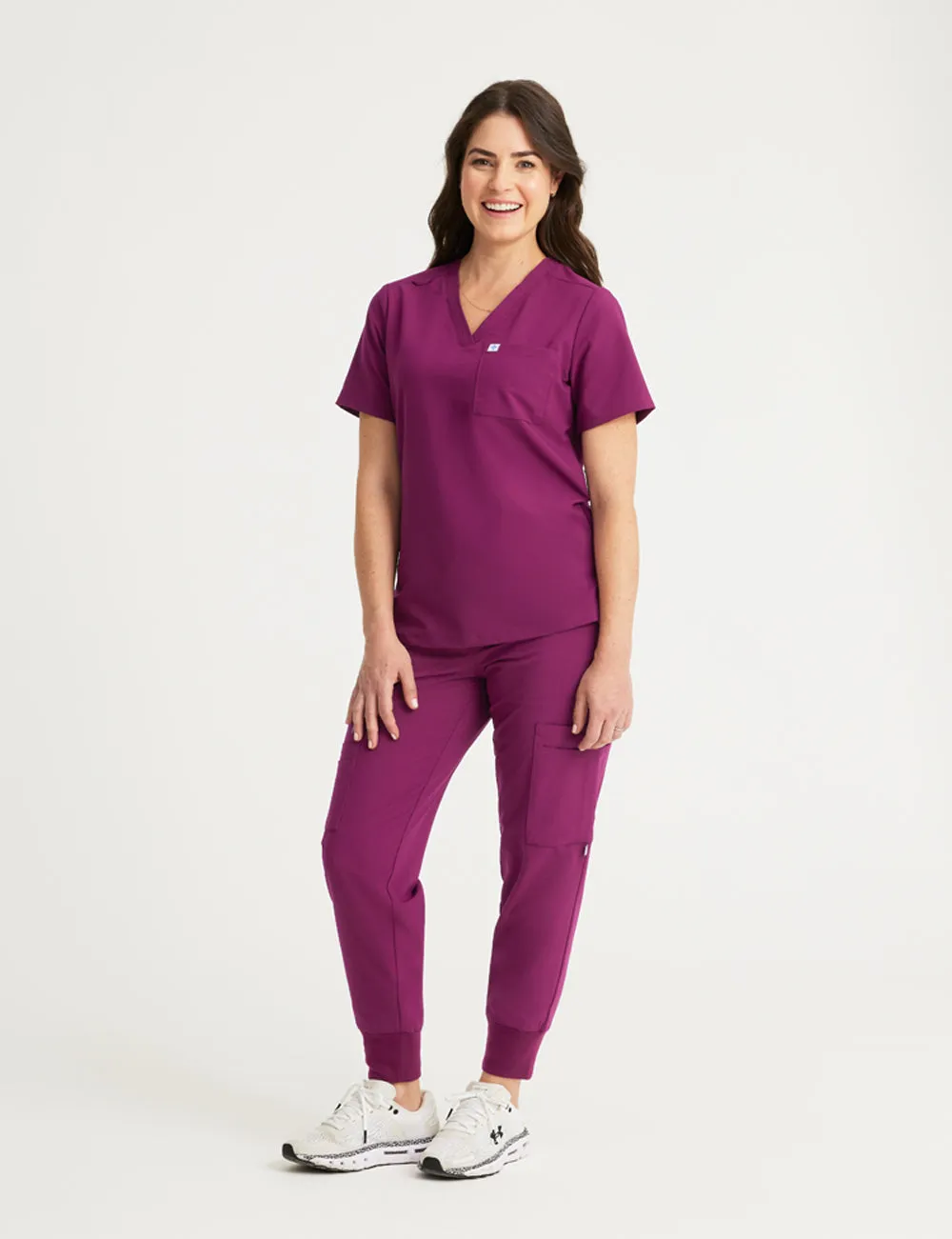 Womens Essential Scrub Top - Burgundy