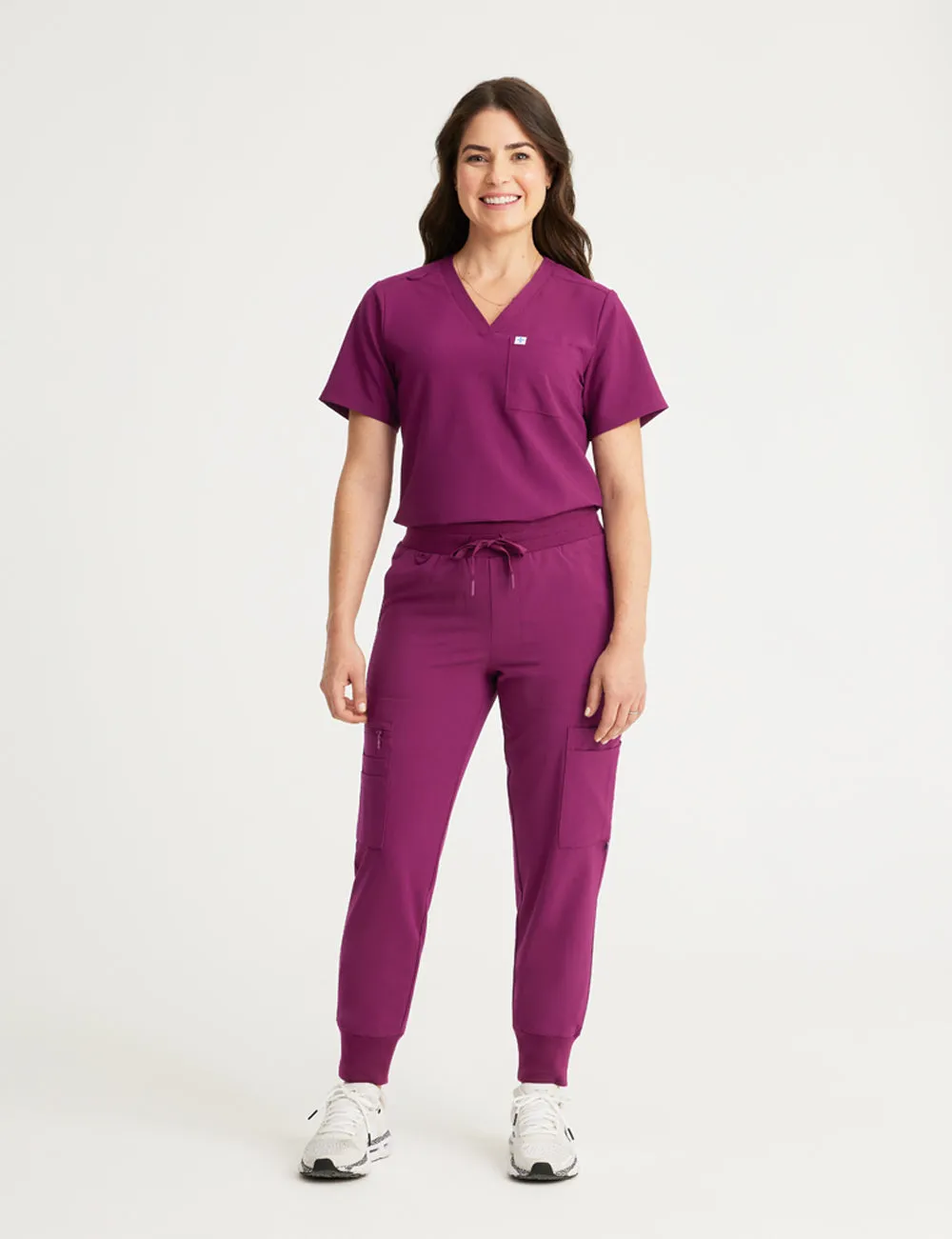 Womens Essential Scrub Top - Burgundy