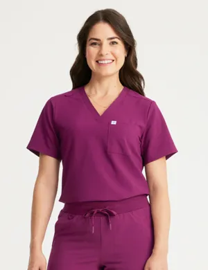 Womens Essential Scrub Top - Burgundy