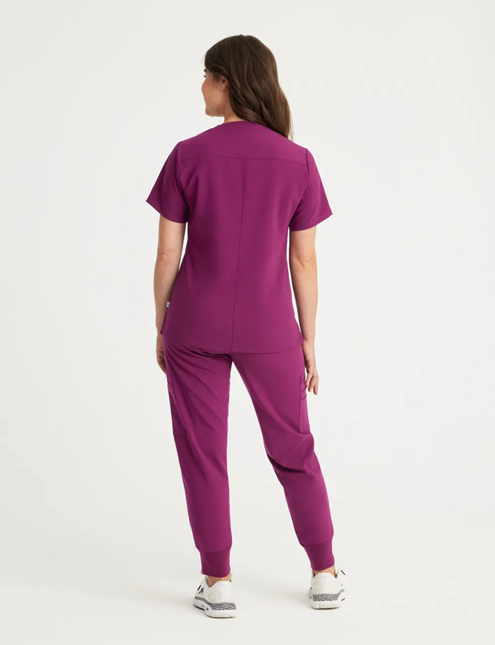 Womens Essential Scrub Top - Burgundy