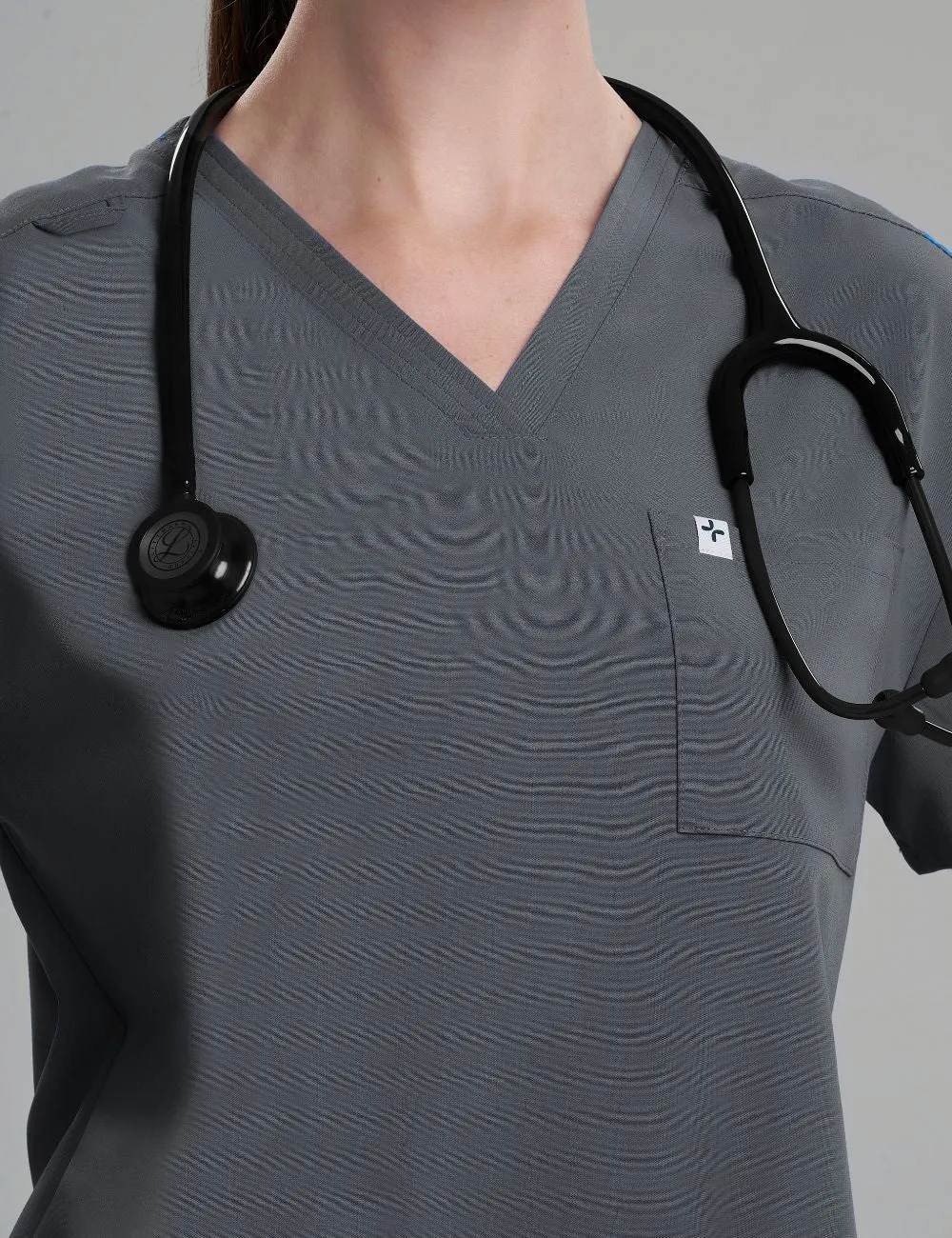Womens Essential Scrub Top - Pewter