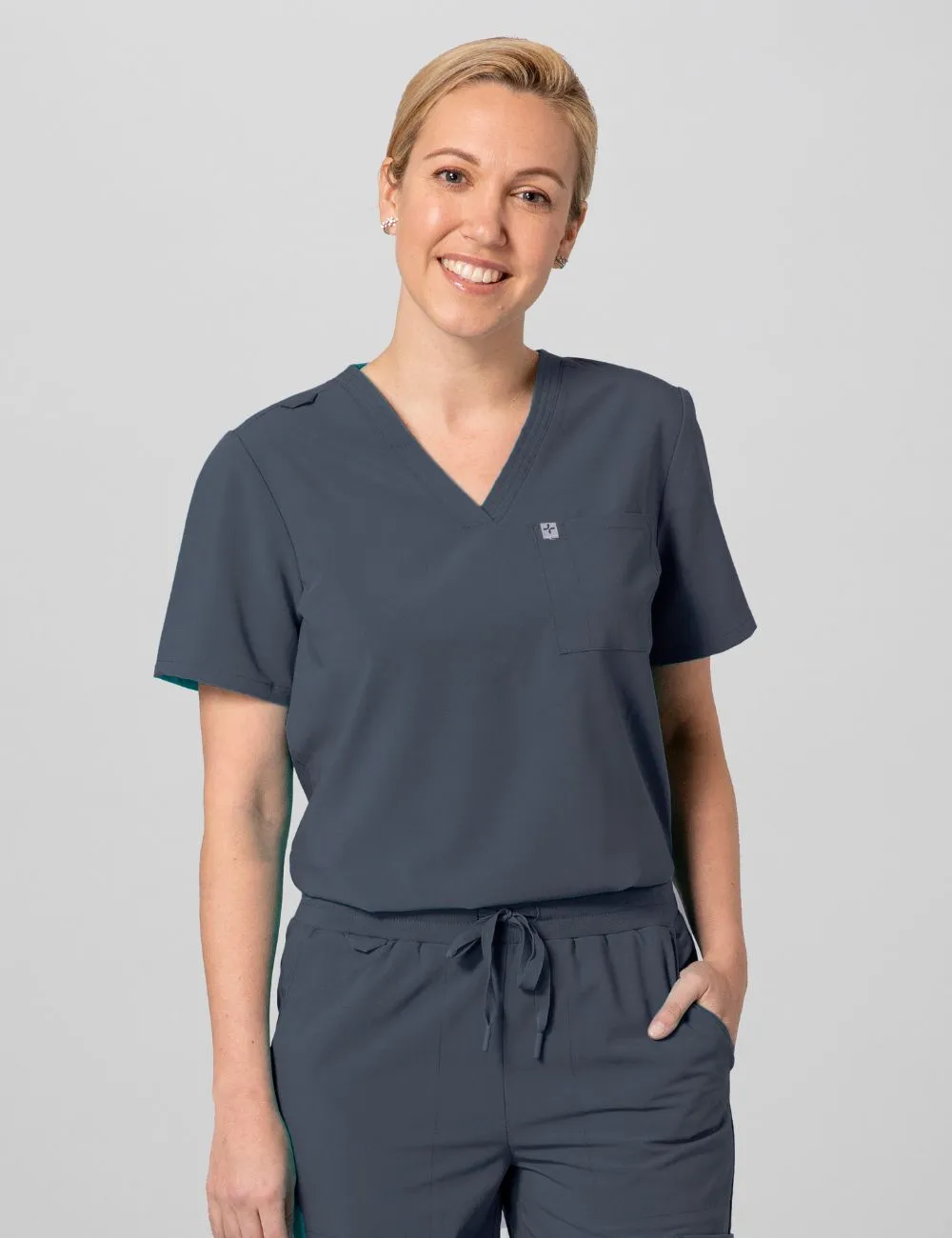 Womens Essential Scrub Top - Pewter