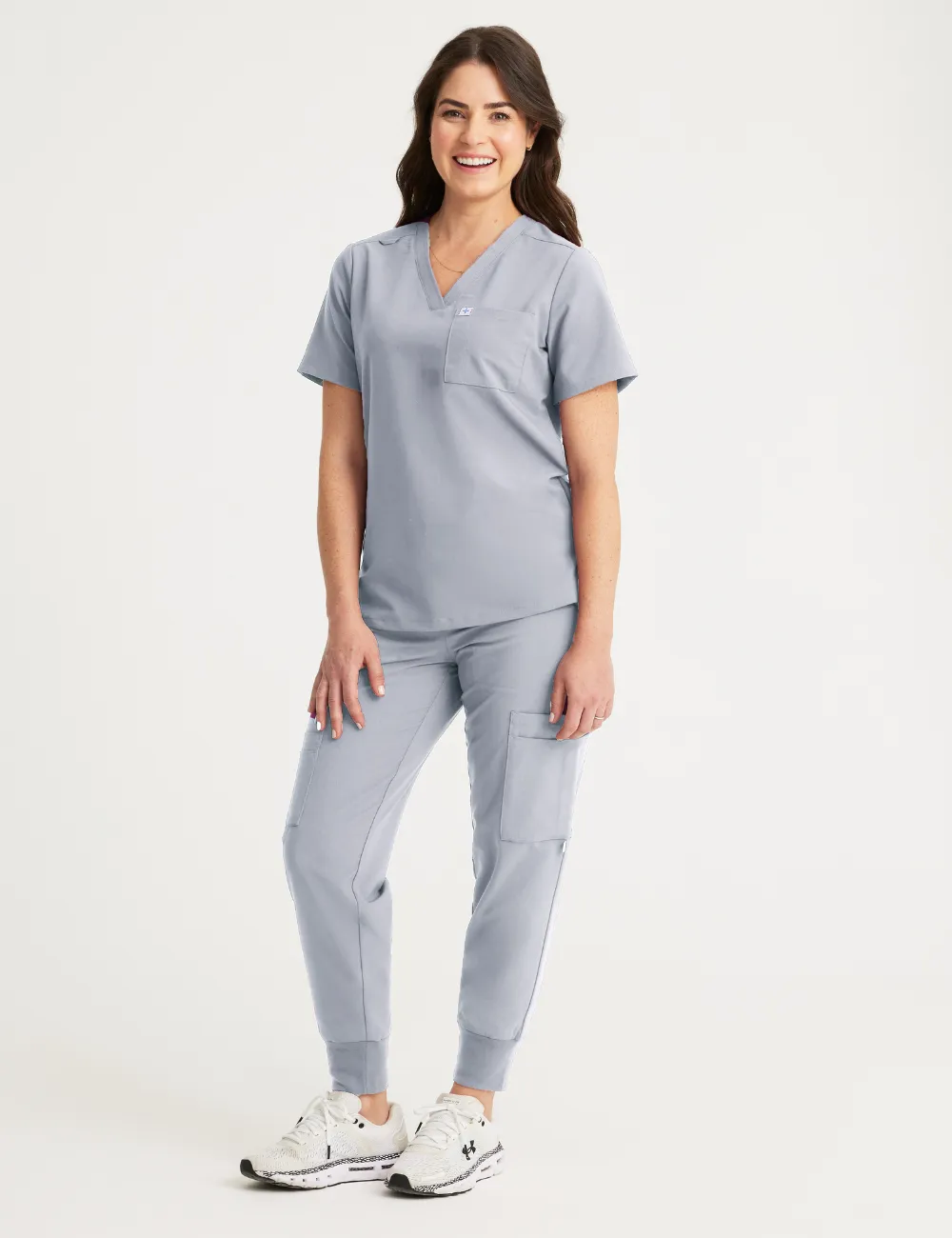 Womens Essential Scrub Top - Stone Gray