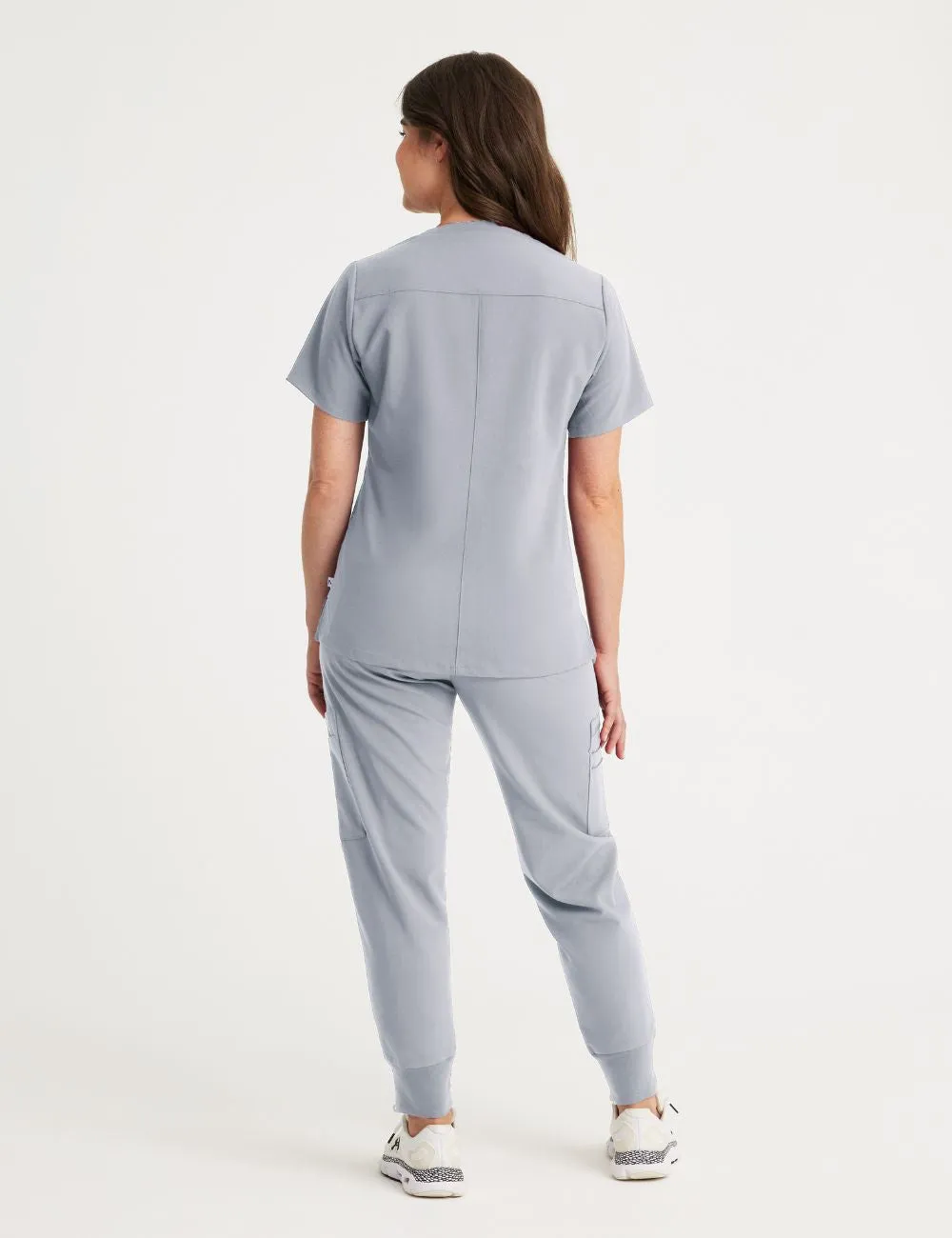 Womens Essential Scrub Top - Stone Gray