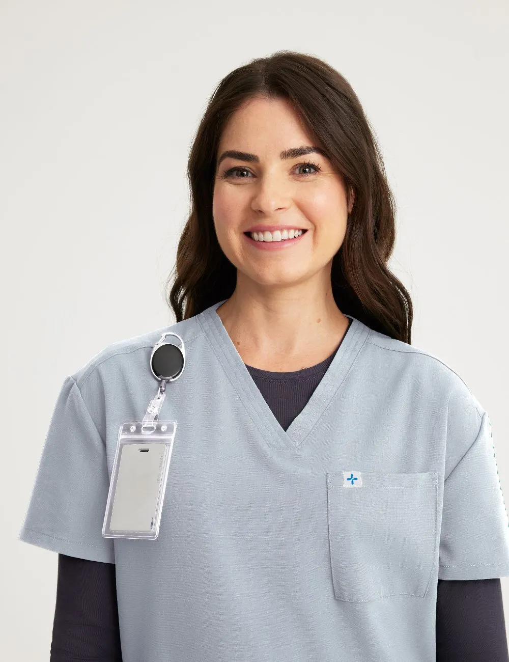 Womens Essential Scrub Top - Stone Gray