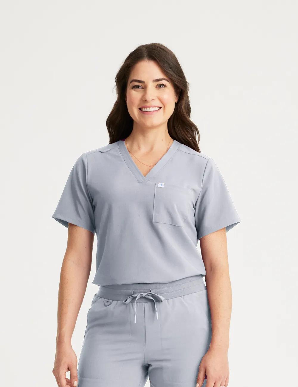 Womens Essential Scrub Top - Stone Gray