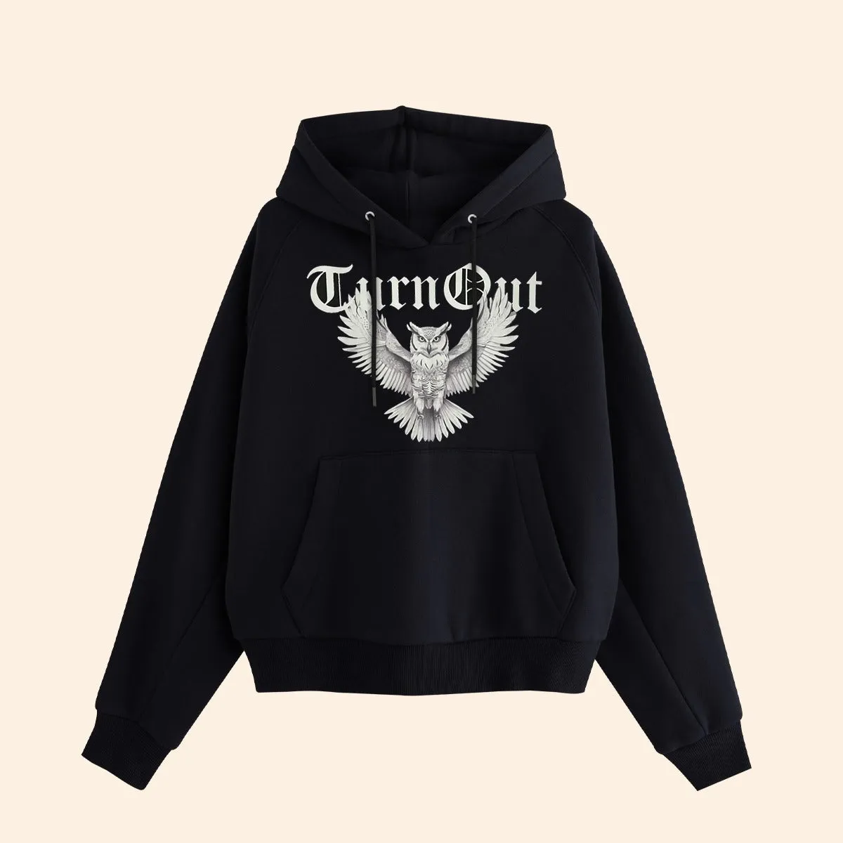 Women's Exclusive Printed Pull Over Fleece Hoodie - Black