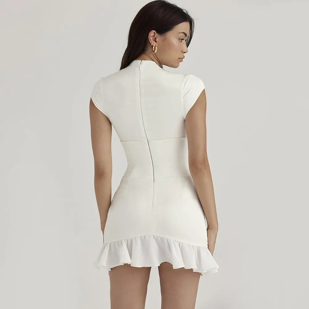 Women's Fashion Short Sleeve Corset V-Neck Dress