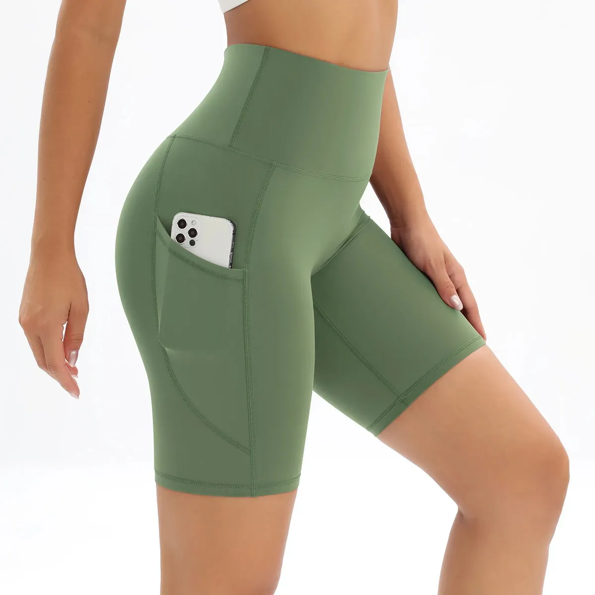 Women's High Waist Fitness Shorts with Pockets