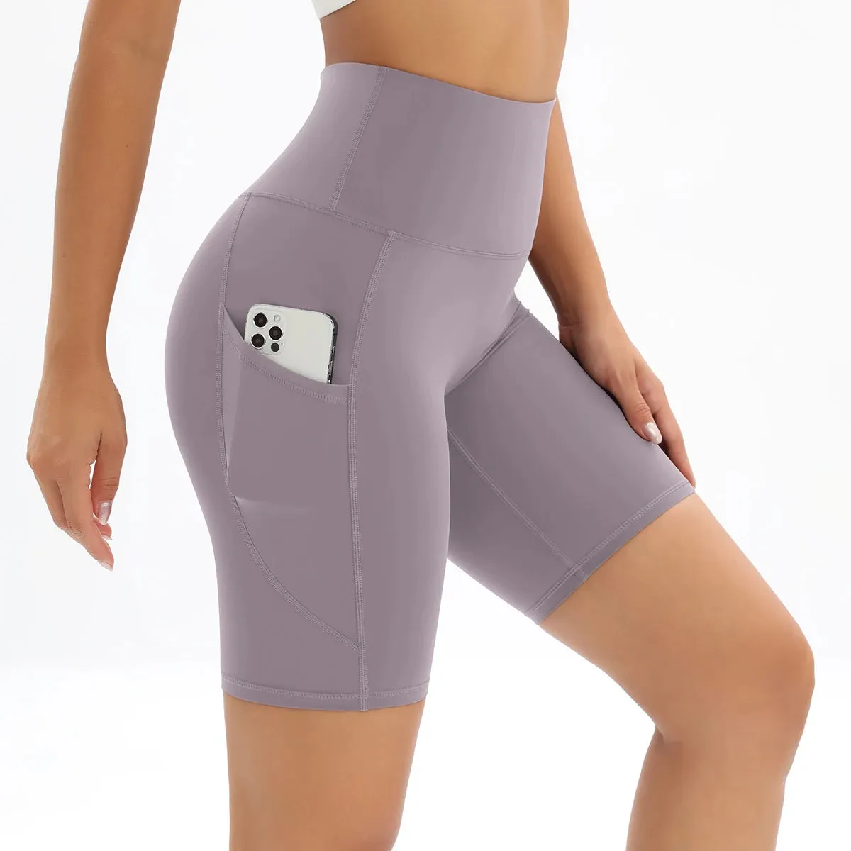 Women's High Waist Fitness Shorts with Pockets