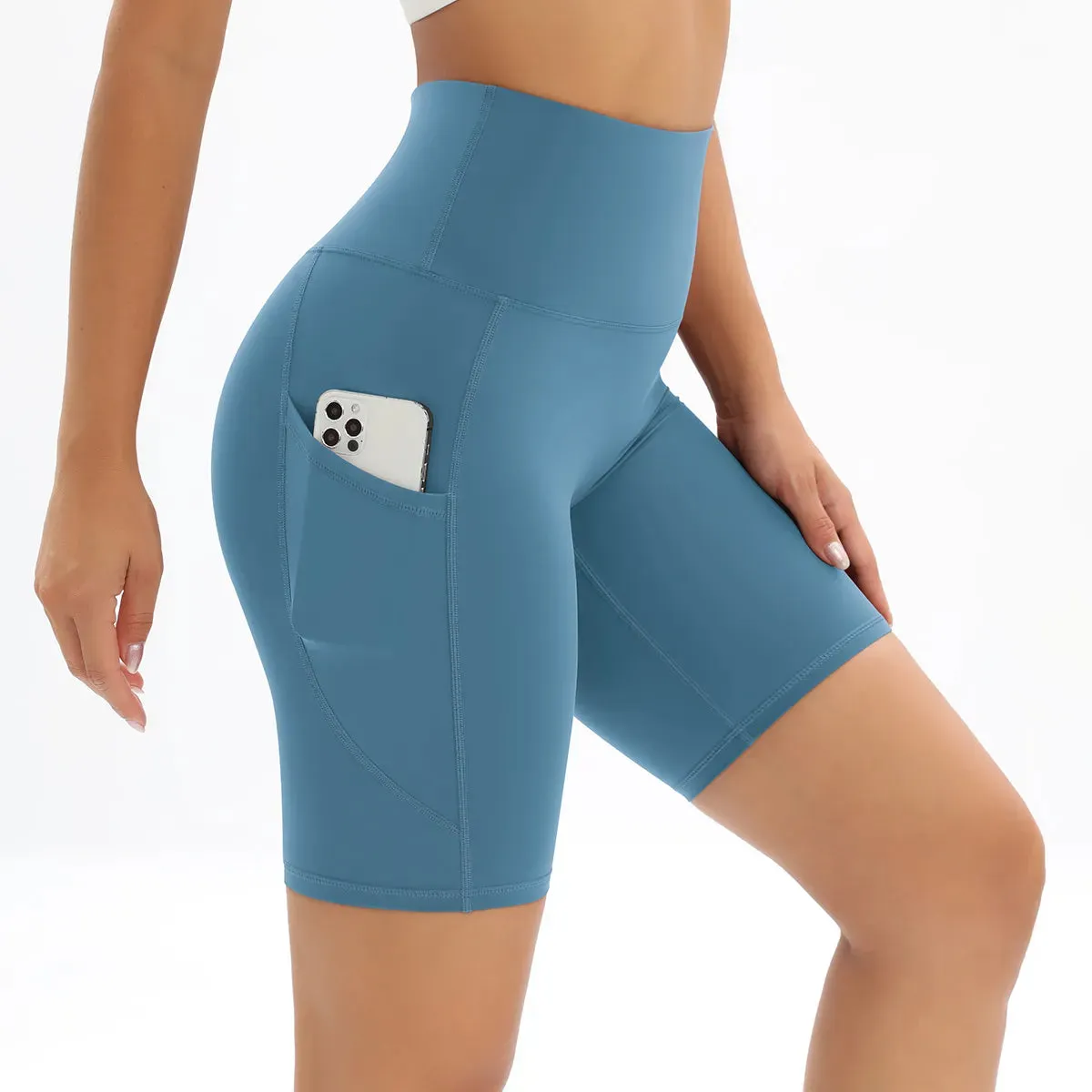 Women's High Waist Fitness Shorts with Pockets