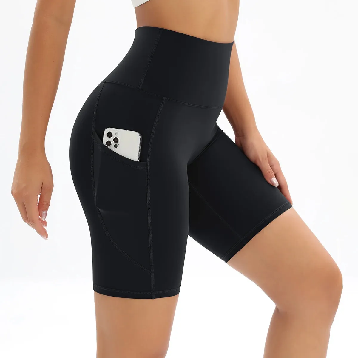 Women's High Waist Fitness Shorts with Pockets