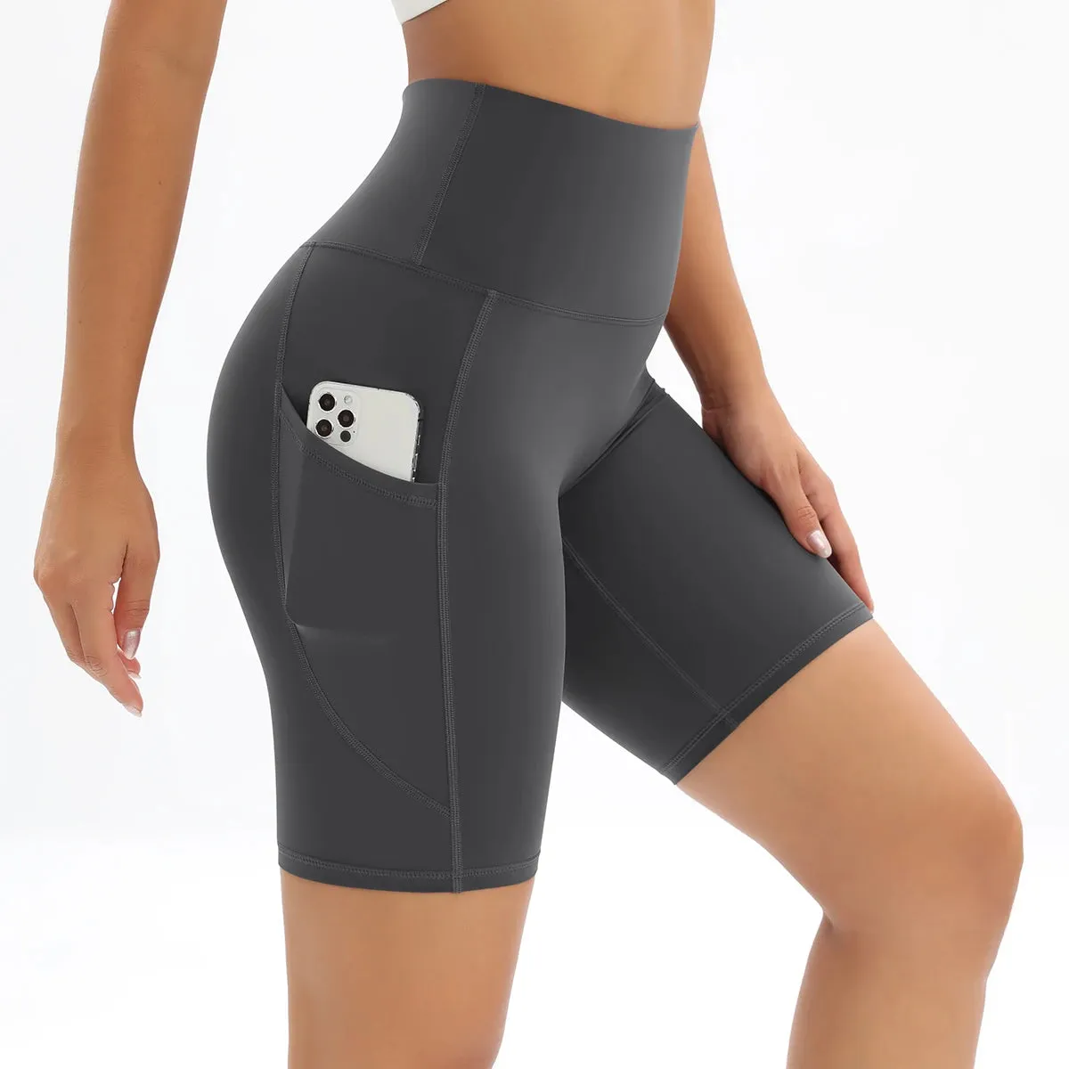 Women's High Waist Fitness Shorts with Pockets