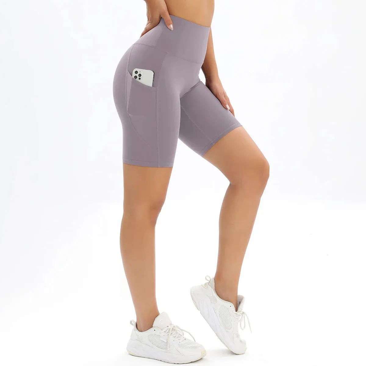 Women's High Waist Fitness Shorts with Pockets