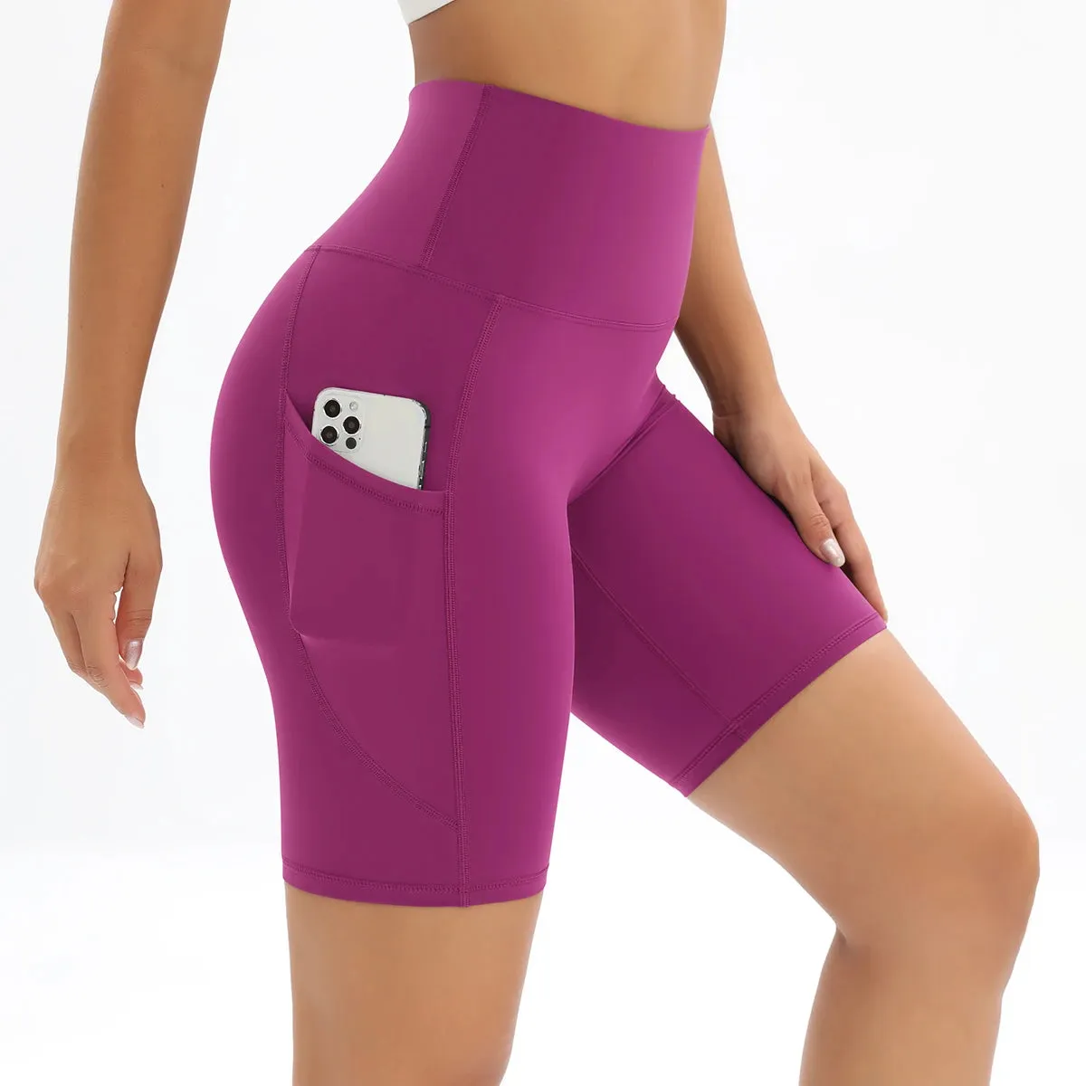 Women's High Waist Fitness Shorts with Pockets