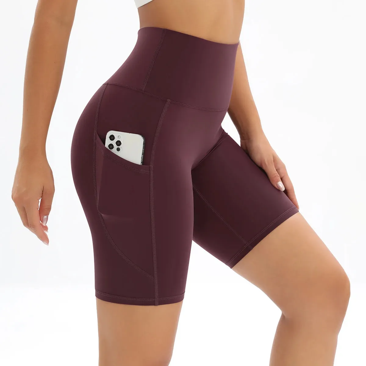 Women's High Waist Fitness Shorts with Pockets
