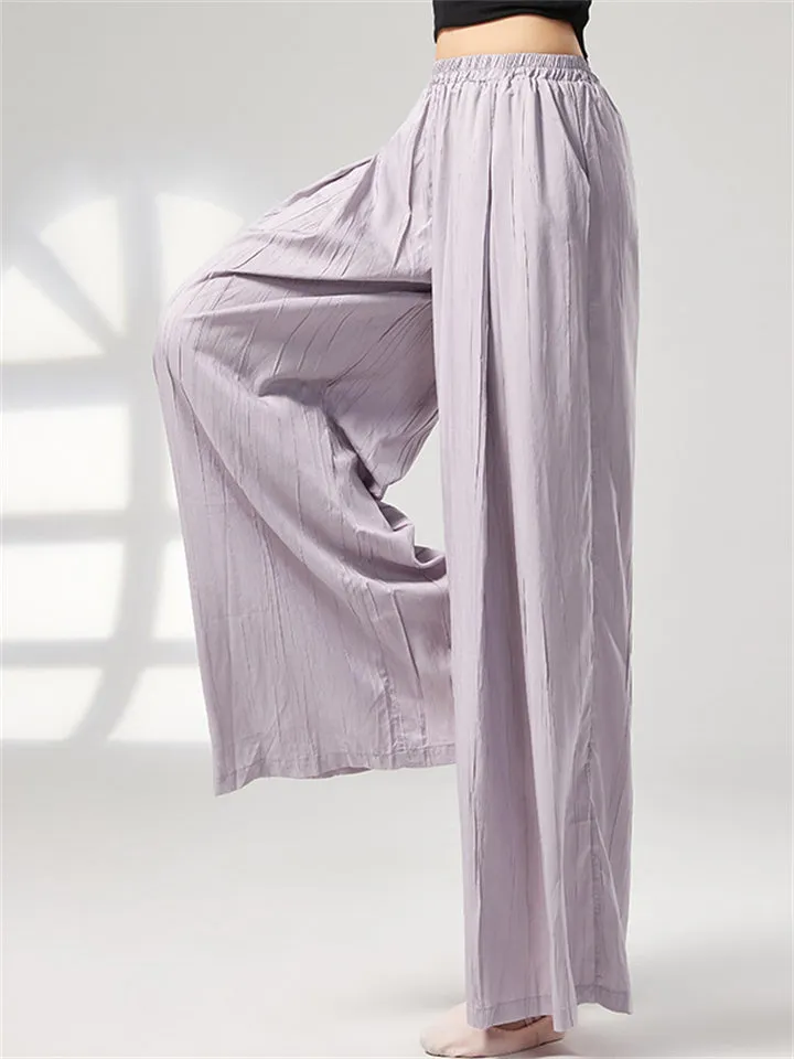Women's Leisure Simple Pleated Wide Leg Pants