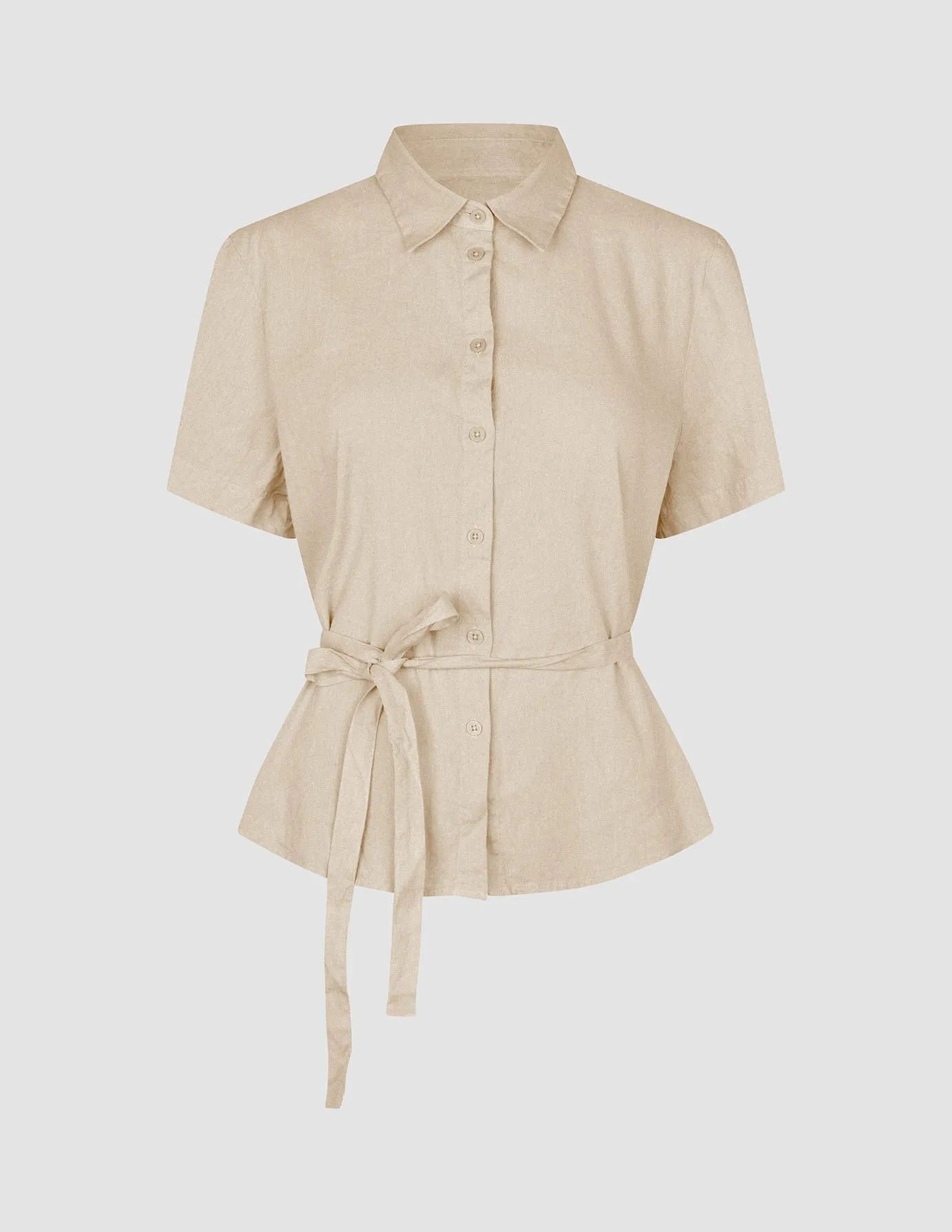 Women's Linen Shirt Short Sleeved Sandy Beige