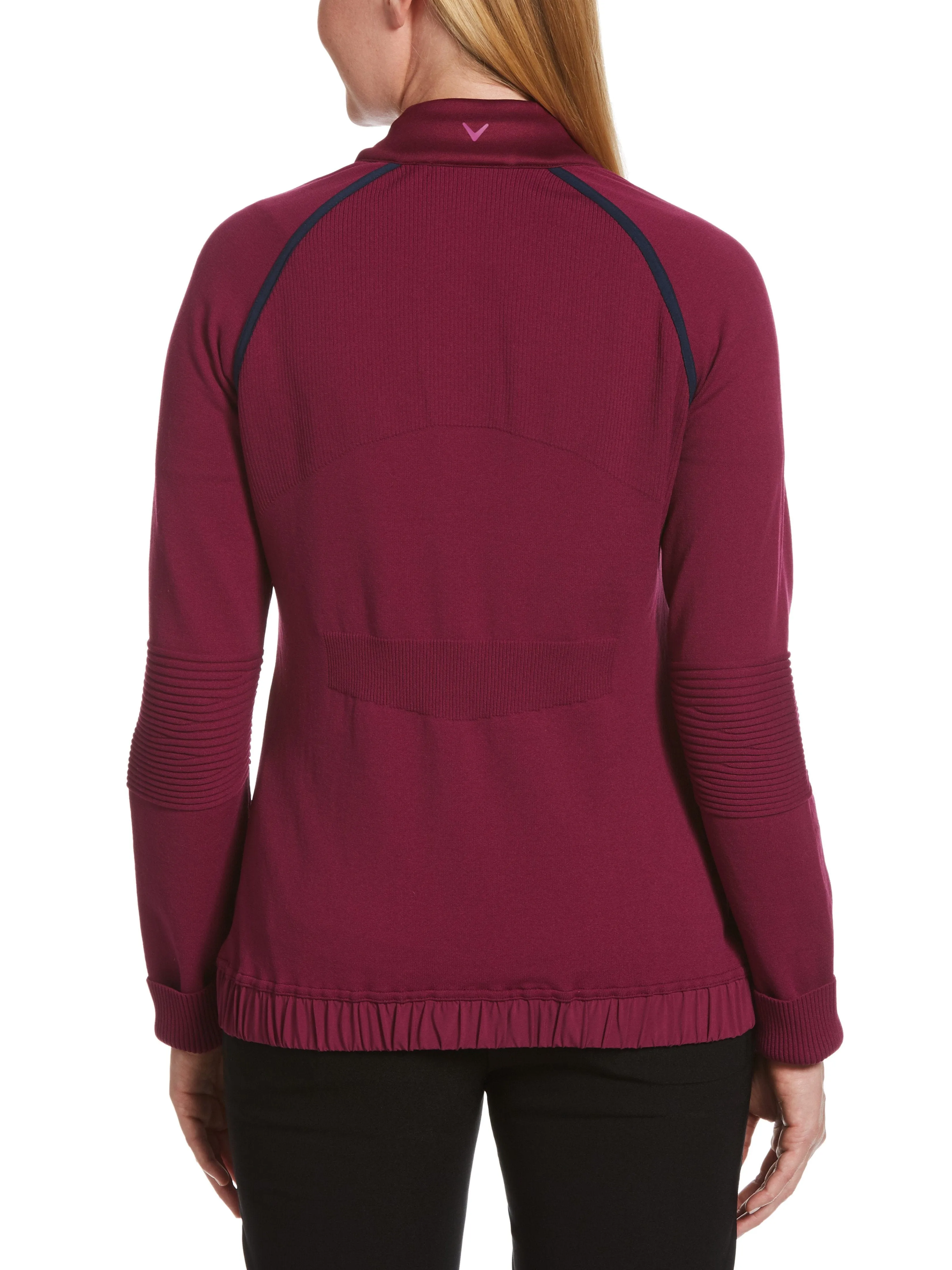 Womens Midweight Mixed Media Full Zip Sweater