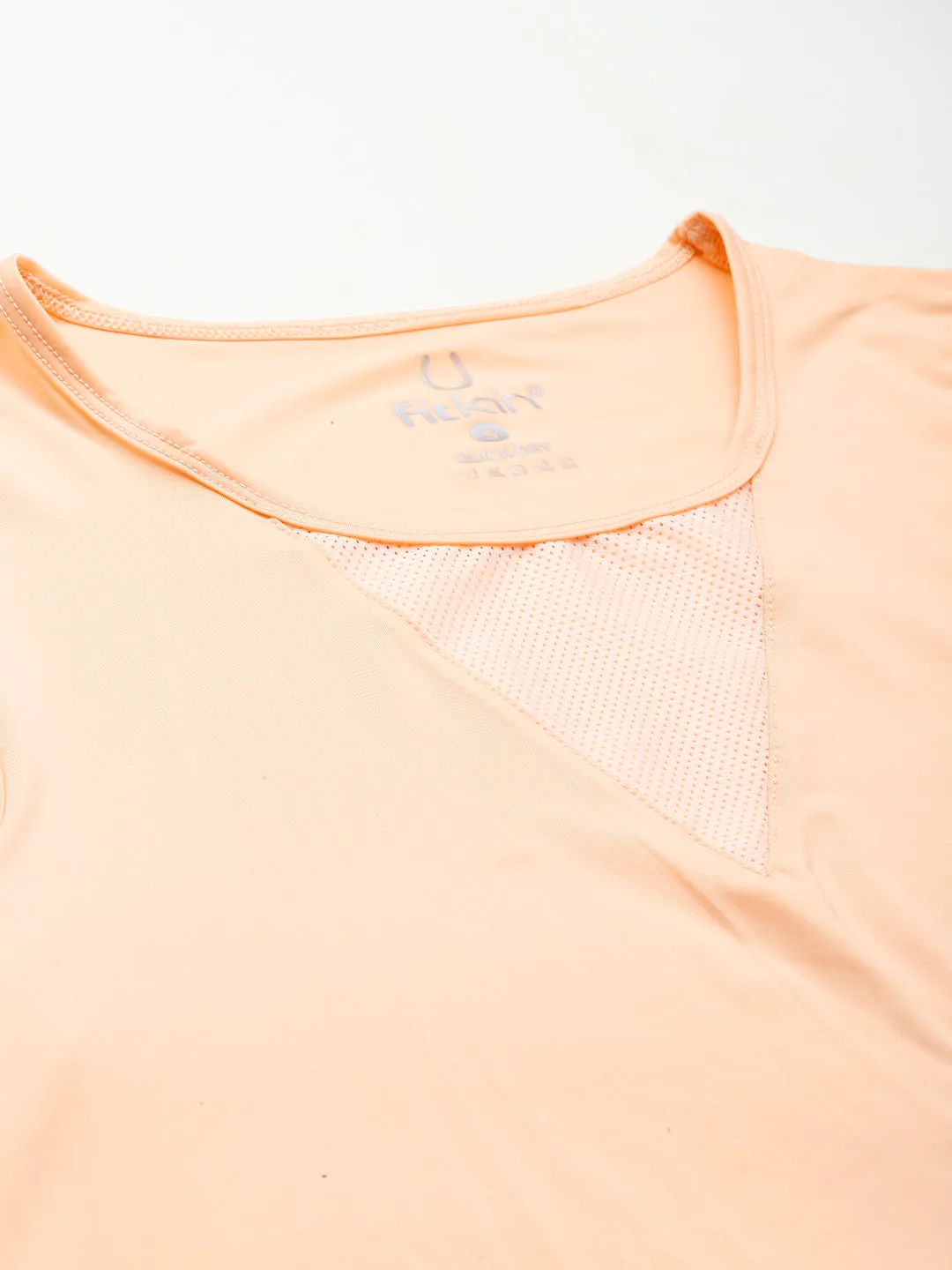 Women's Nude-Colored Solid Breathable Crop T-shirt