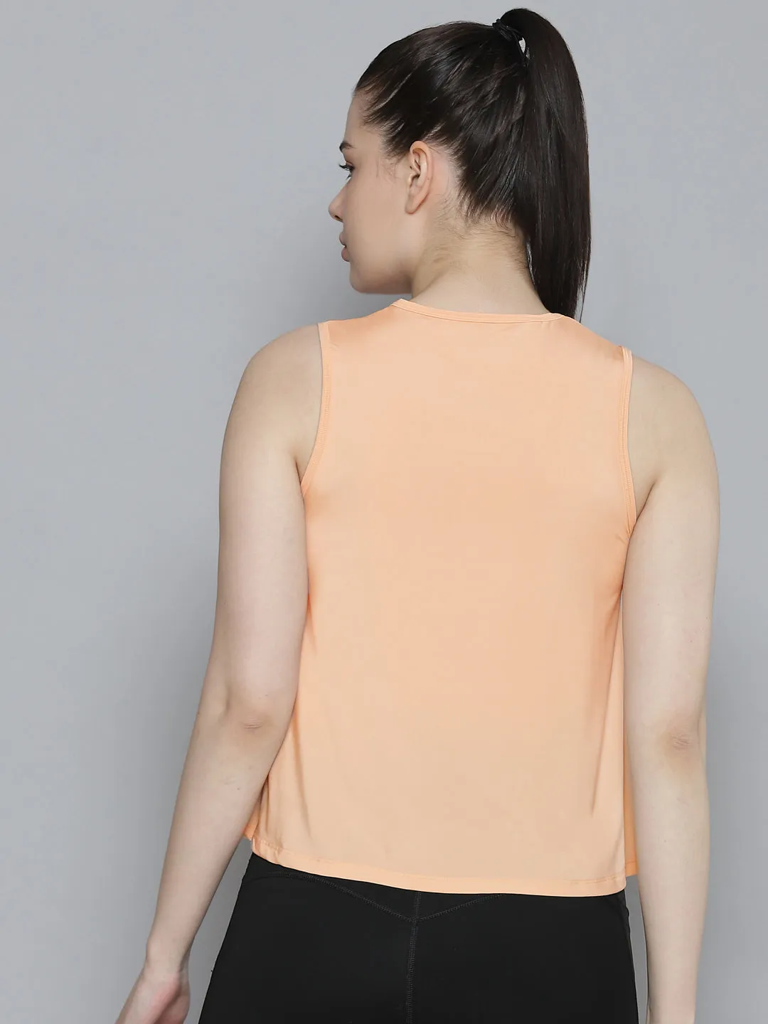 Women's Nude-Colored Solid Breathable Crop T-shirt