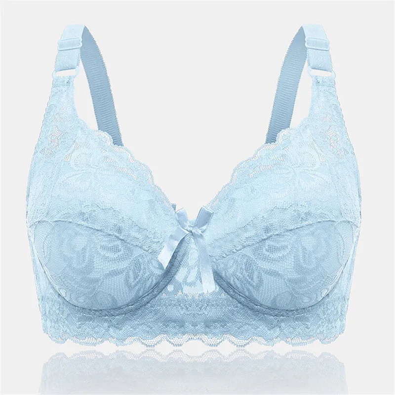 Women's Push Up Comfortable Floral Lace Bras - Purple