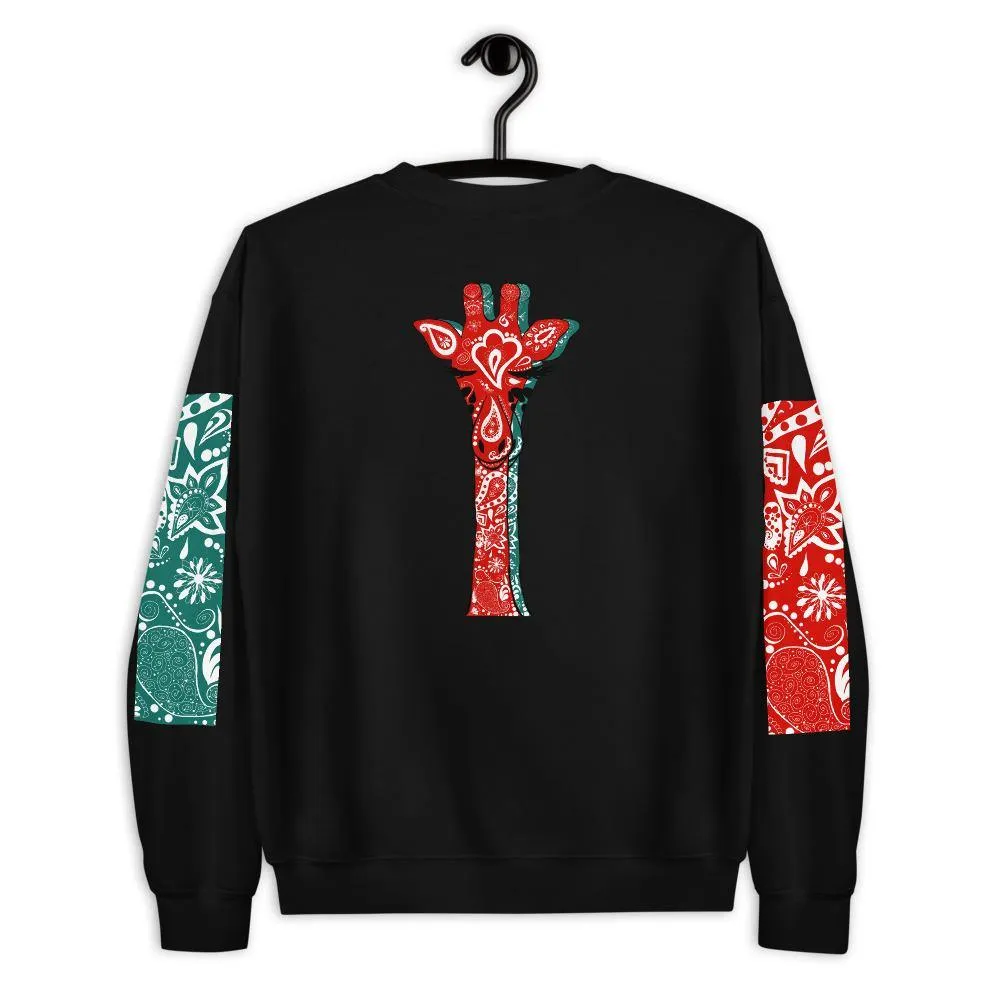 Women's Red & Teal Paisley Giraffe Sweatshirt
