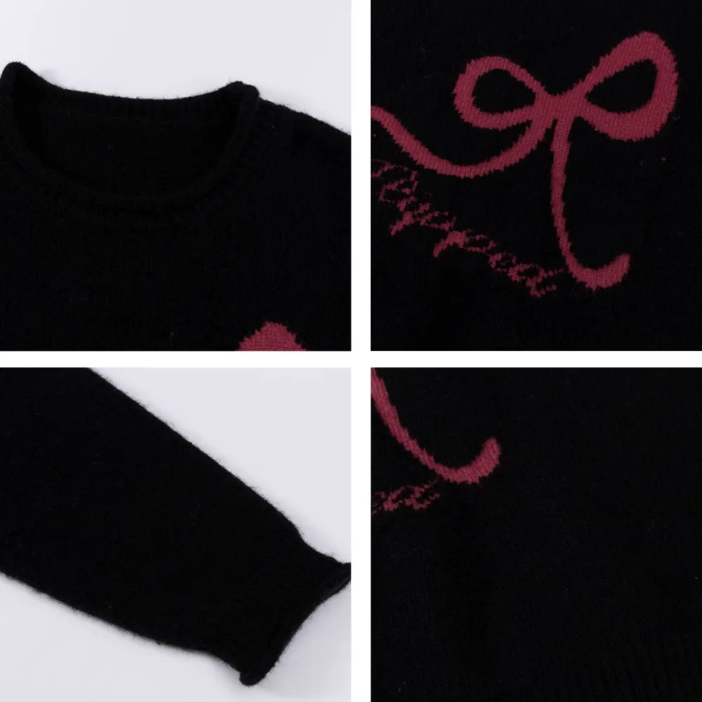 Women's Simple Bow Print Sweater