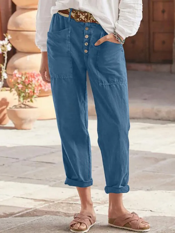 Women's Simple Button Fly Trousers