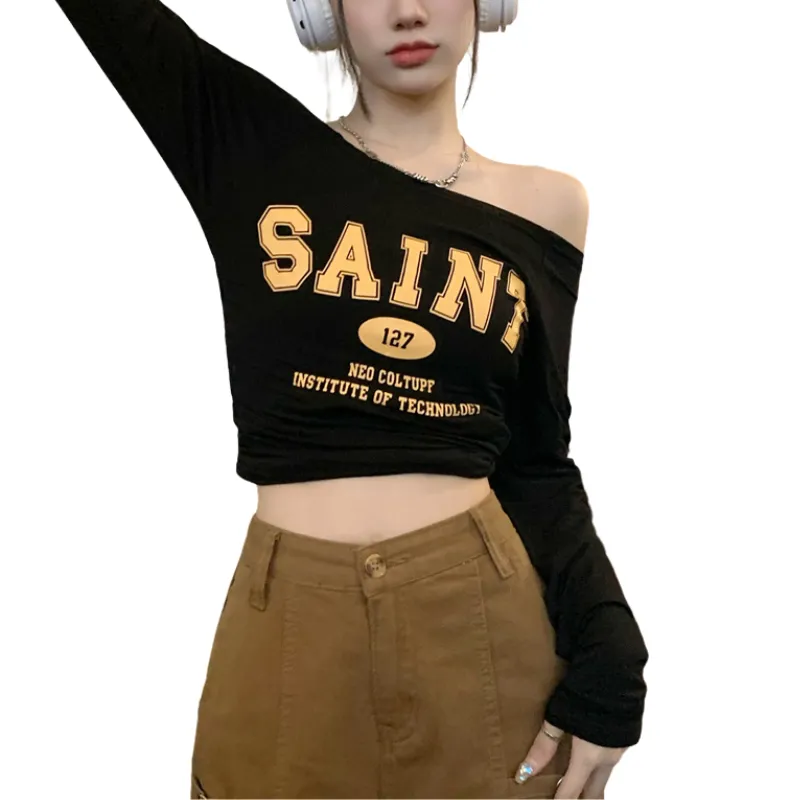 Women's Simple Letter Print Long Sleeve Shirt