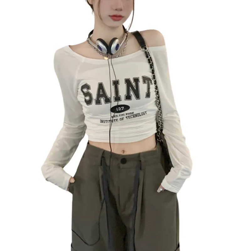 Women's Simple Letter Print Long Sleeve Shirt