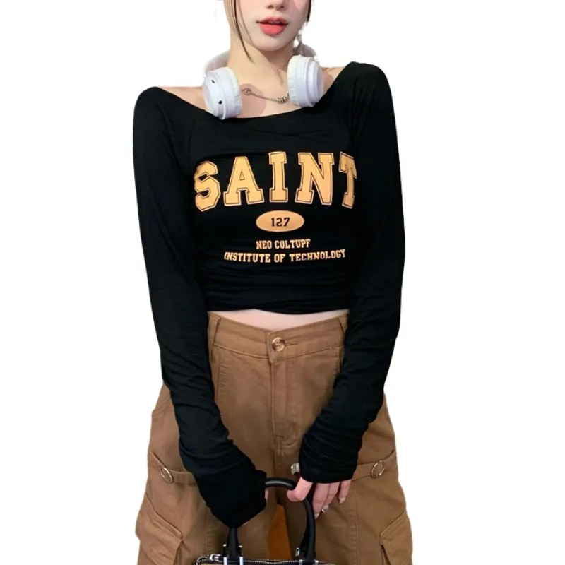 Women's Simple Letter Print Long Sleeve Shirt