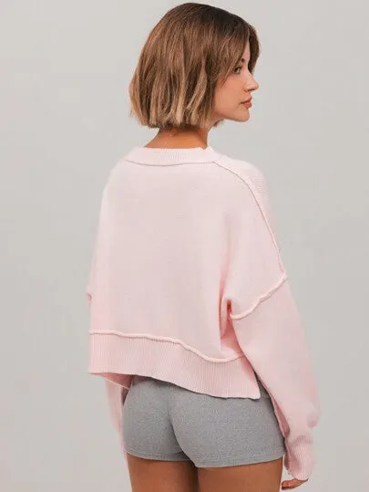 Women's Solid Crew Neck Long Sleeve Casual Minimalist Sweater