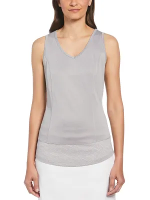 Women's Solid Golf Tank Top with Mesh Panel