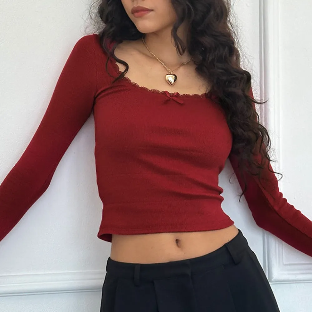 Women's Spliced U Neck Long Sleeve