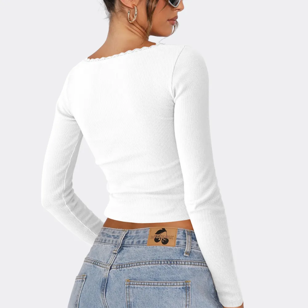 Women's Spliced U Neck Long Sleeve