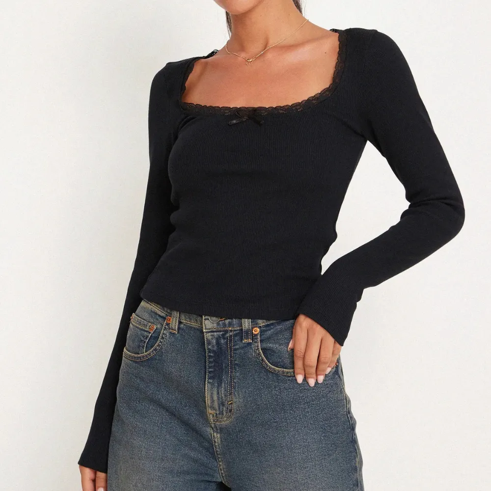 Women's Spliced U Neck Long Sleeve