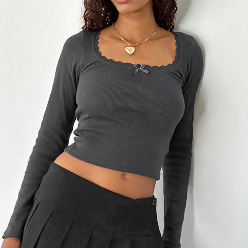 Women's Spliced U Neck Long Sleeve