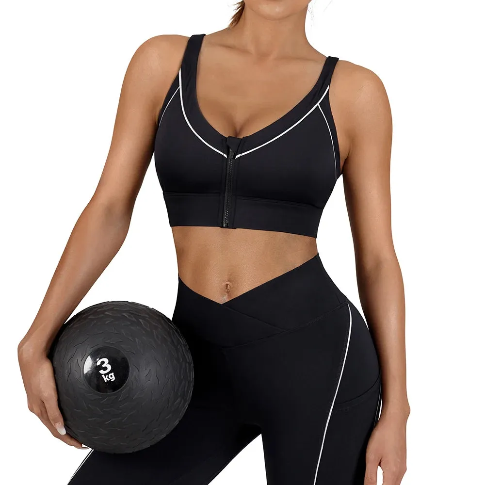 Women's Sports Yoga Bra Crop Top - Breathable Push-Up Shockproof Workout Top